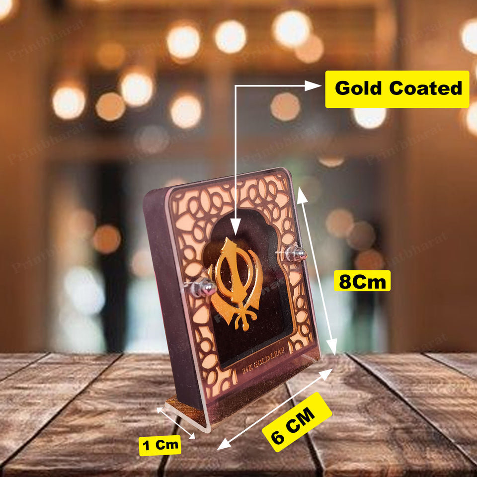 Wahe Guru Ji Leaf 24KT Gold Coated Table Top