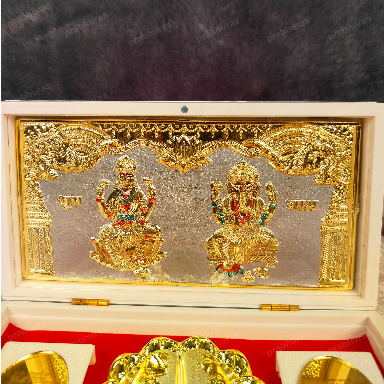 White Laxmi Ganesh Pocket Temple (24 Karat Gold Coated)