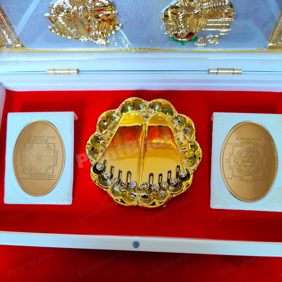 White Laxmi Ganesh Pocket Temple (24 Karat Gold Coated)
