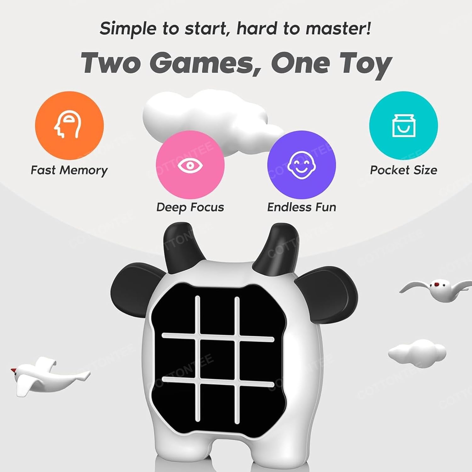 Tic Tac Toe Game, Animal-Themed 2-in-1 Handheld Puzzle Game Console, Board Games for Kids, Portable Travel Games, Birthday Gifts, for Age 3+