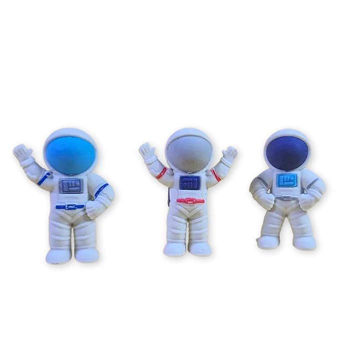 Paper Moon Cute Space Astronaut Shaped Pencil Erasers Set of 3 for Kids School Stationery Cube Eraser Pencil Rubber for Art