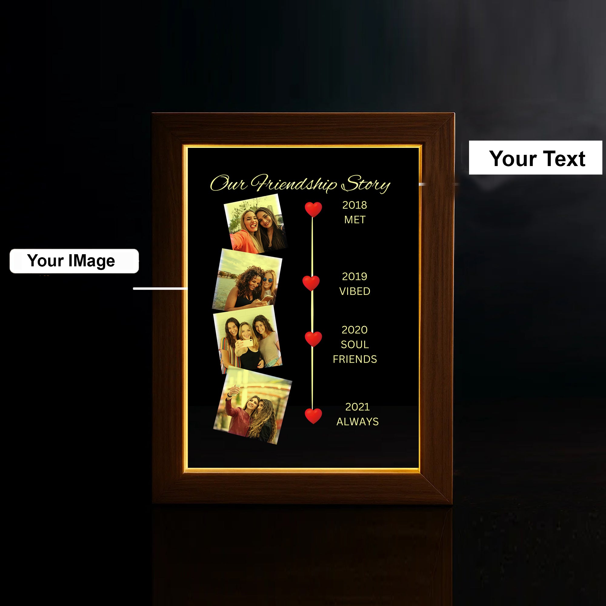 NAKHRAHUB Customized Acrylic Collage Photo Frame Personalized Name, Photo Text