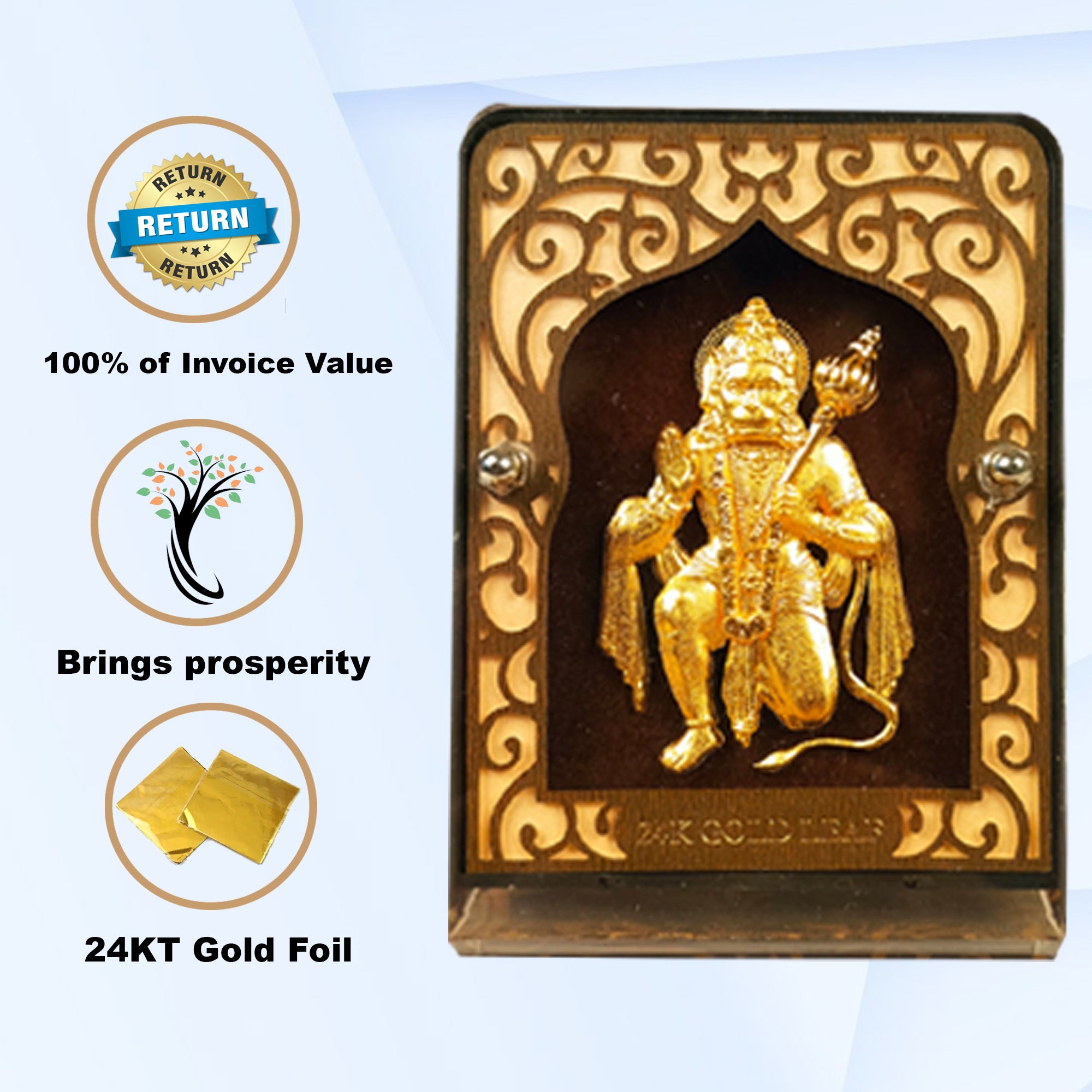 Mahabali Hanuman Leaf 24KT Gold Coated Table Top