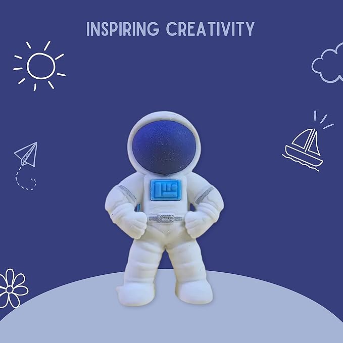 Paper Moon Cute Space Astronaut Shaped Pencil Erasers Set of 3 for Kids School Stationery Cube Eraser Pencil Rubber for Art