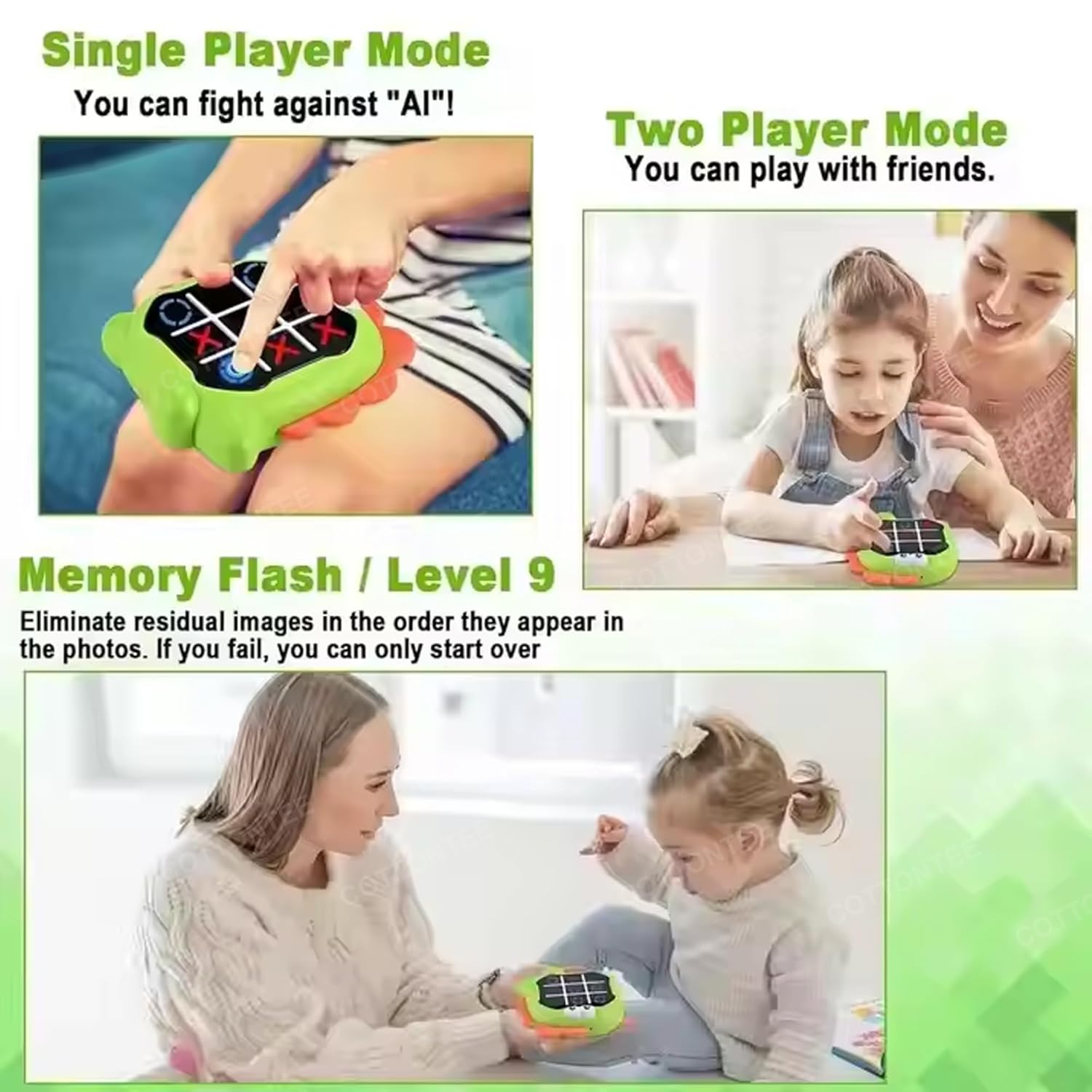 Tic Tac Toe Game, Animal-Themed 2-in-1 Handheld Puzzle Game Console, Board Games for Kids, Portable Travel Games, Birthday Gifts, for Age 3+