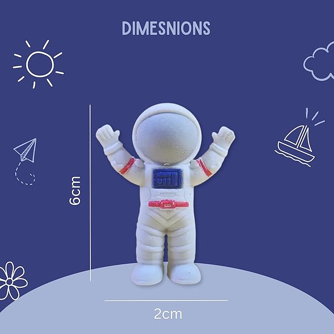 Paper Moon Cute Space Astronaut Shaped Pencil Erasers Set of 3 for Kids School Stationery Cube Eraser Pencil Rubber for Art