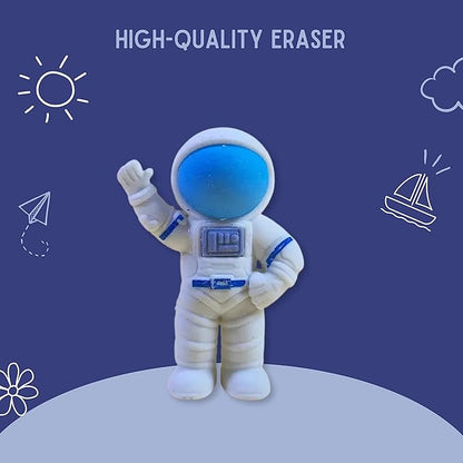 Paper Moon Cute Space Astronaut Shaped Pencil Erasers Set of 3 for Kids School Stationery Cube Eraser Pencil Rubber for Art