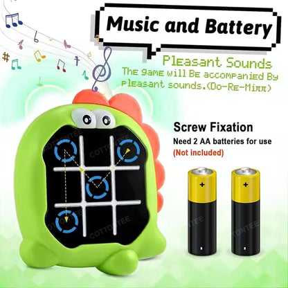 Tic Tac Toe Game, Animal-Themed 2-in-1 Handheld Puzzle Game Console, Board Games for Kids, Portable Travel Games, Birthday Gifts, for Age 3+