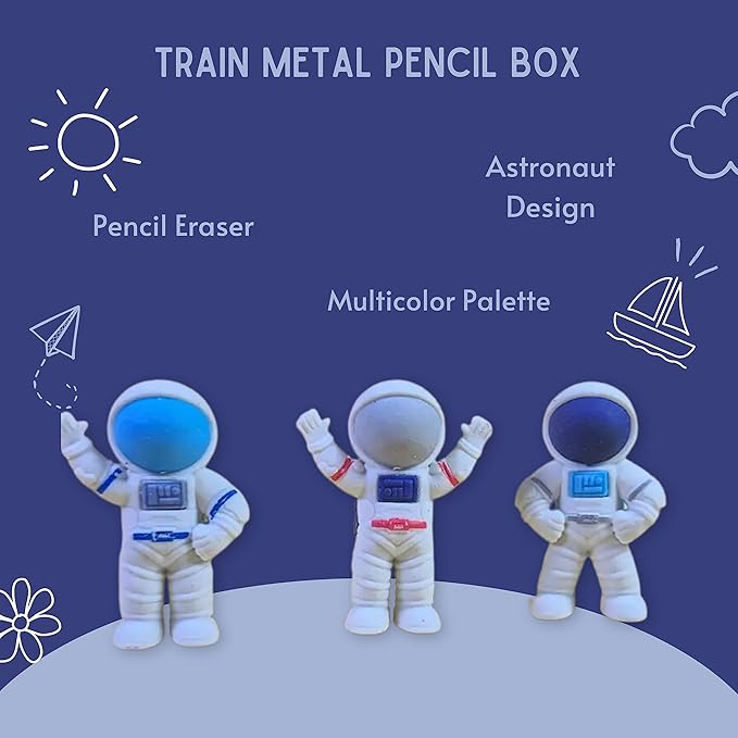Paper Moon Cute Space Astronaut Shaped Pencil Erasers Set of 3 for Kids School Stationery Cube Eraser Pencil Rubber for Art