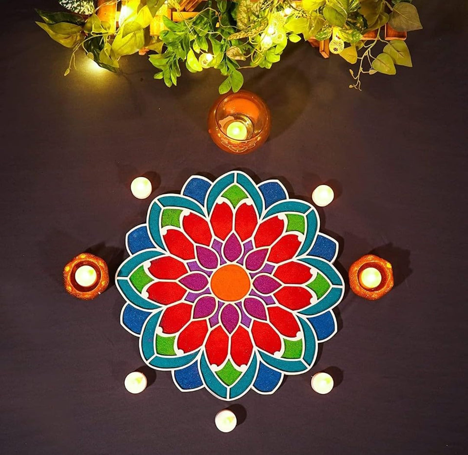 Rangoli Stencil Assorted Desgion I MDF Rangoli Stencil I Rangoli Pouch Free Pack Of 5 12*12 Inch