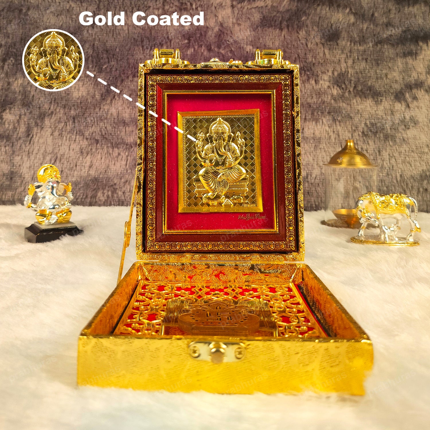 Shree Ganesh ji With Attachi Gift Box Gold Coated