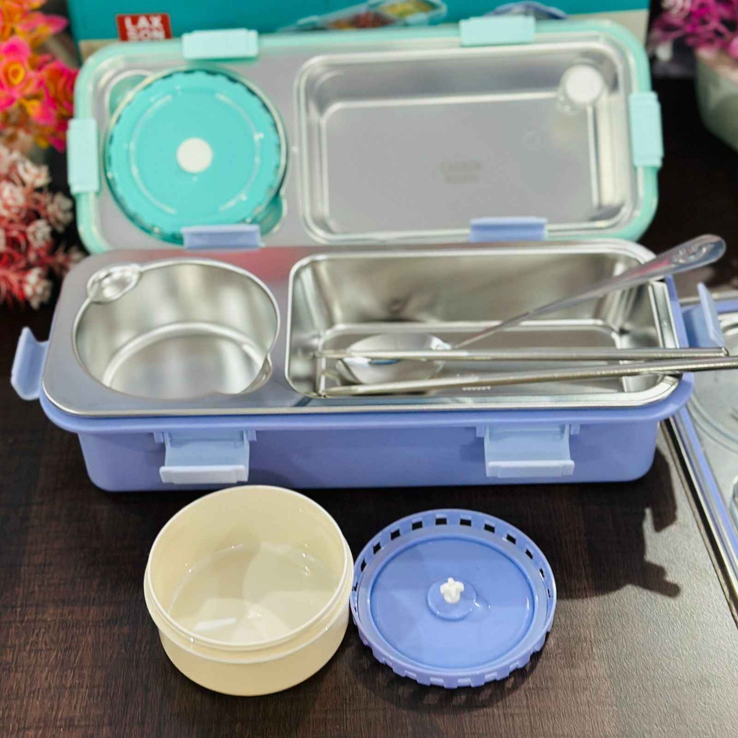 Customized Steel Snack &amp; Meal Box With 2 Compartments