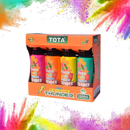 Tota Natural and Herbal Mini Thunder Plus Holi Gulal Colors for Celebration, Photoshoots, Festivals- Pack of 4