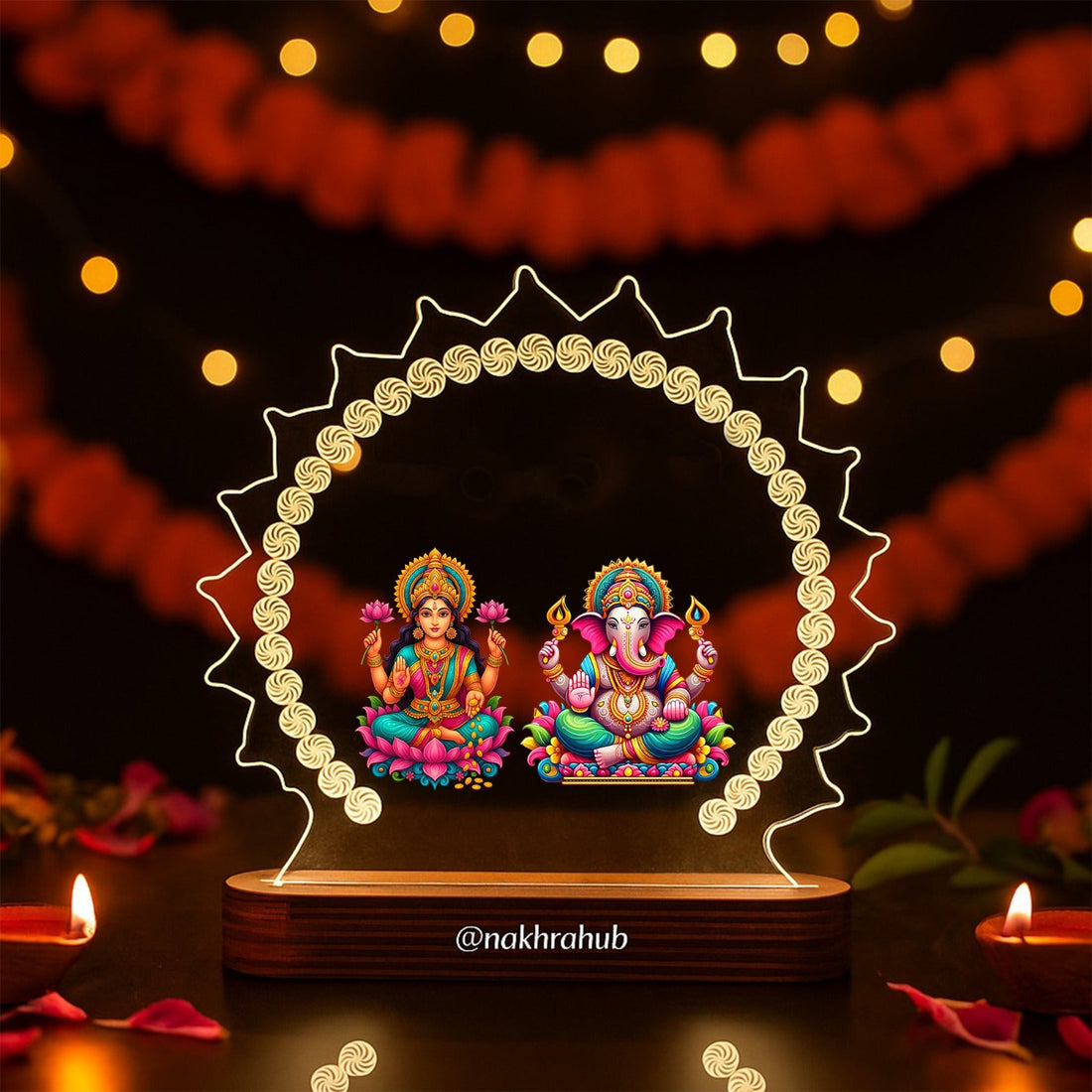 Laxmi Ganesh Ji LED Acrylic Lamp – Divine Night Light for Home Temple &amp; Festive Gifting