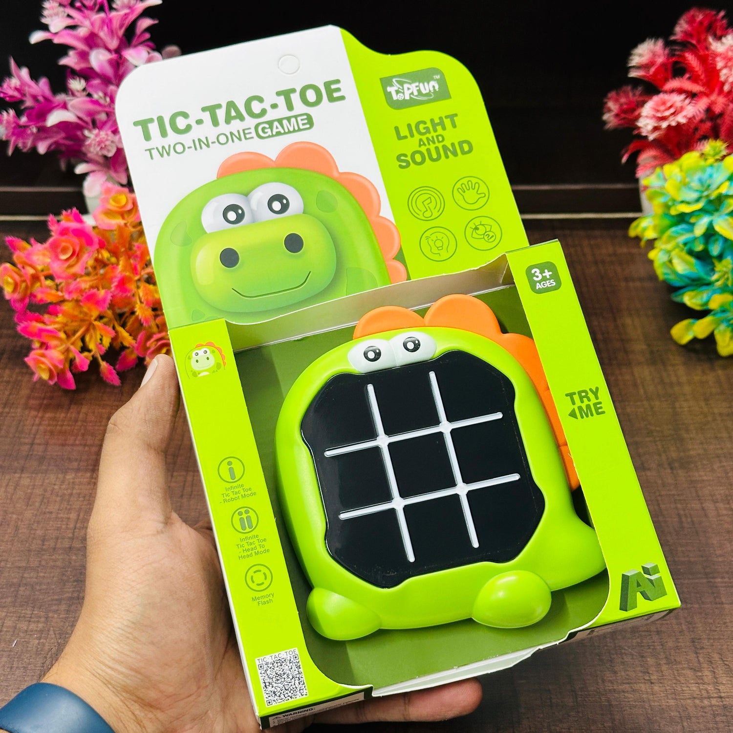Tic Tac Toe Game, Animal-Themed 2-in-1 Handheld Puzzle Game Console, Board Games for Kids, Portable Travel Games, Birthday Gifts, for Age 3+