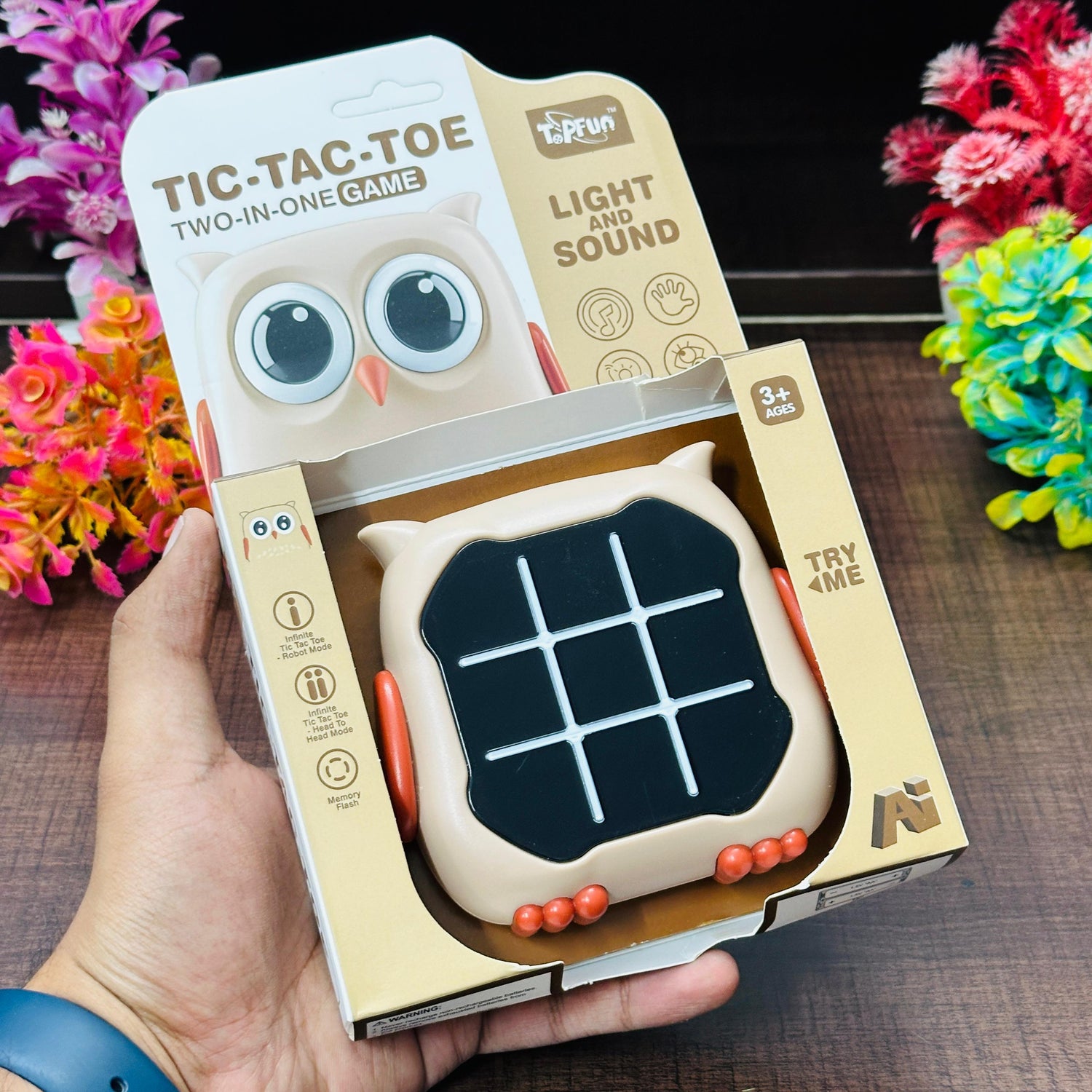 Tic Tac Toe Game, Animal-Themed 2-in-1 Handheld Puzzle Game Console, Board Games for Kids, Portable Travel Games, Birthday Gifts, for Age 3+