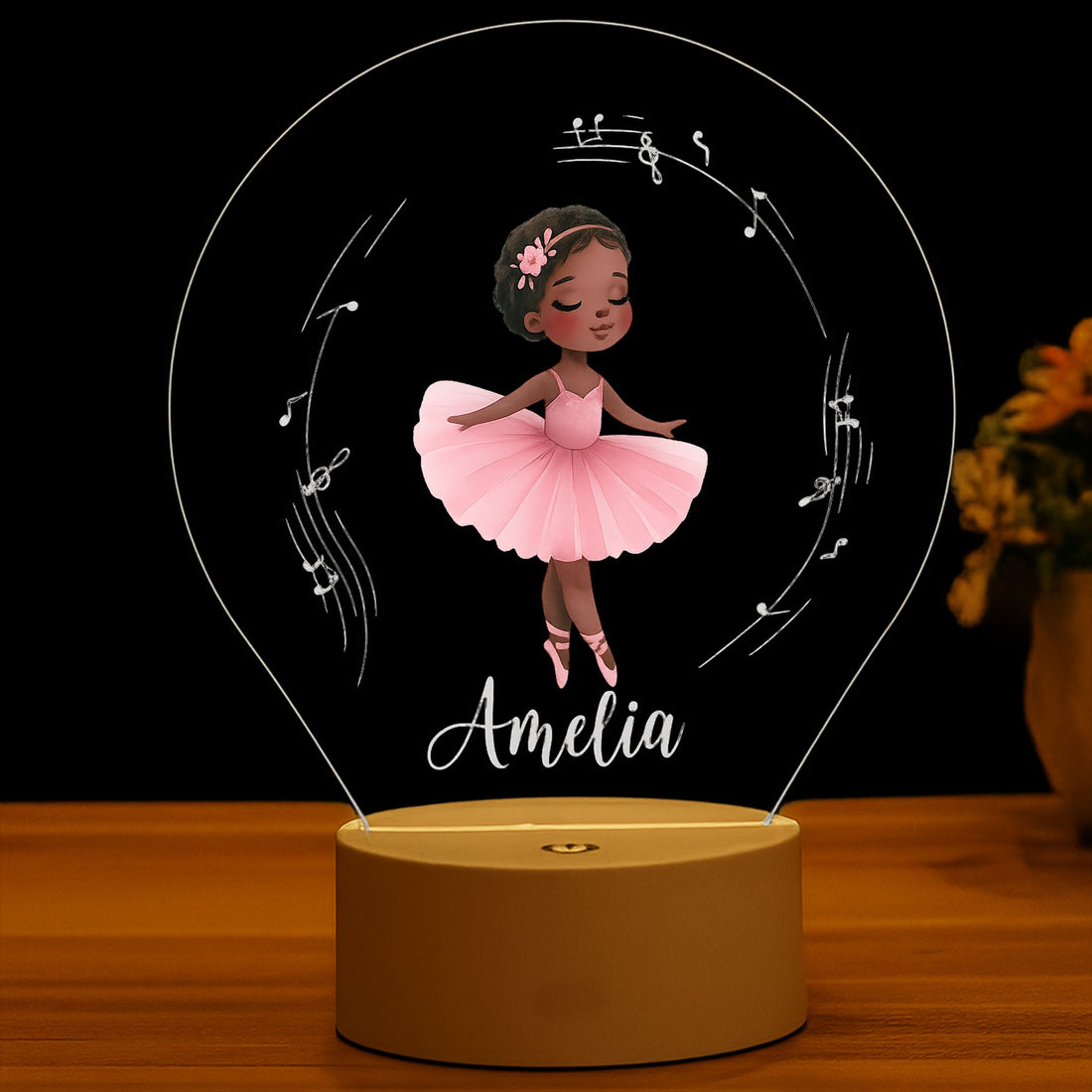 Ballet Girl Night Light: Personalized Nursery Lamp, Gift for Ballerina