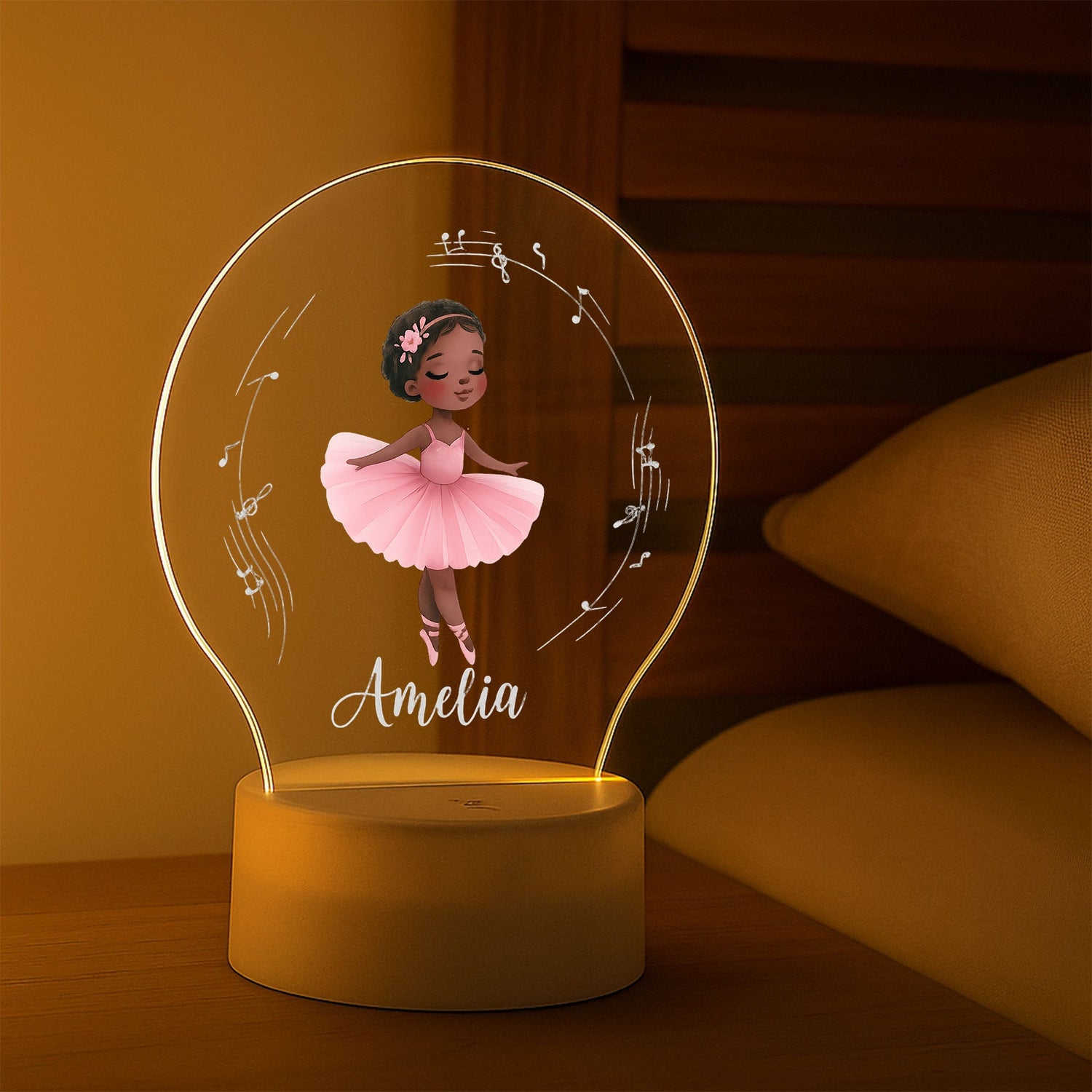 Ballet Girl Night Light: Personalized Nursery Lamp, Gift for Ballerina