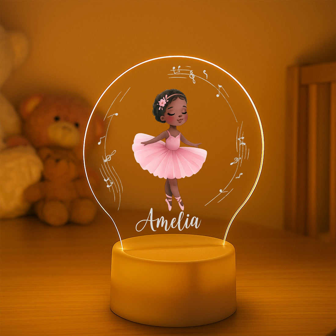 Ballet Girl Night Light: Personalized Nursery Lamp, Gift for Ballerina
