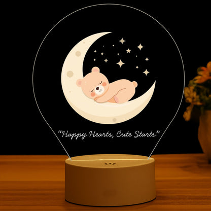 Personalized Moon Star Teddy Bear Night Light, Custom Acrylic LED Night Light, Home Decor, Baby Shower Gift, Christmas Gifts for Boys Girls