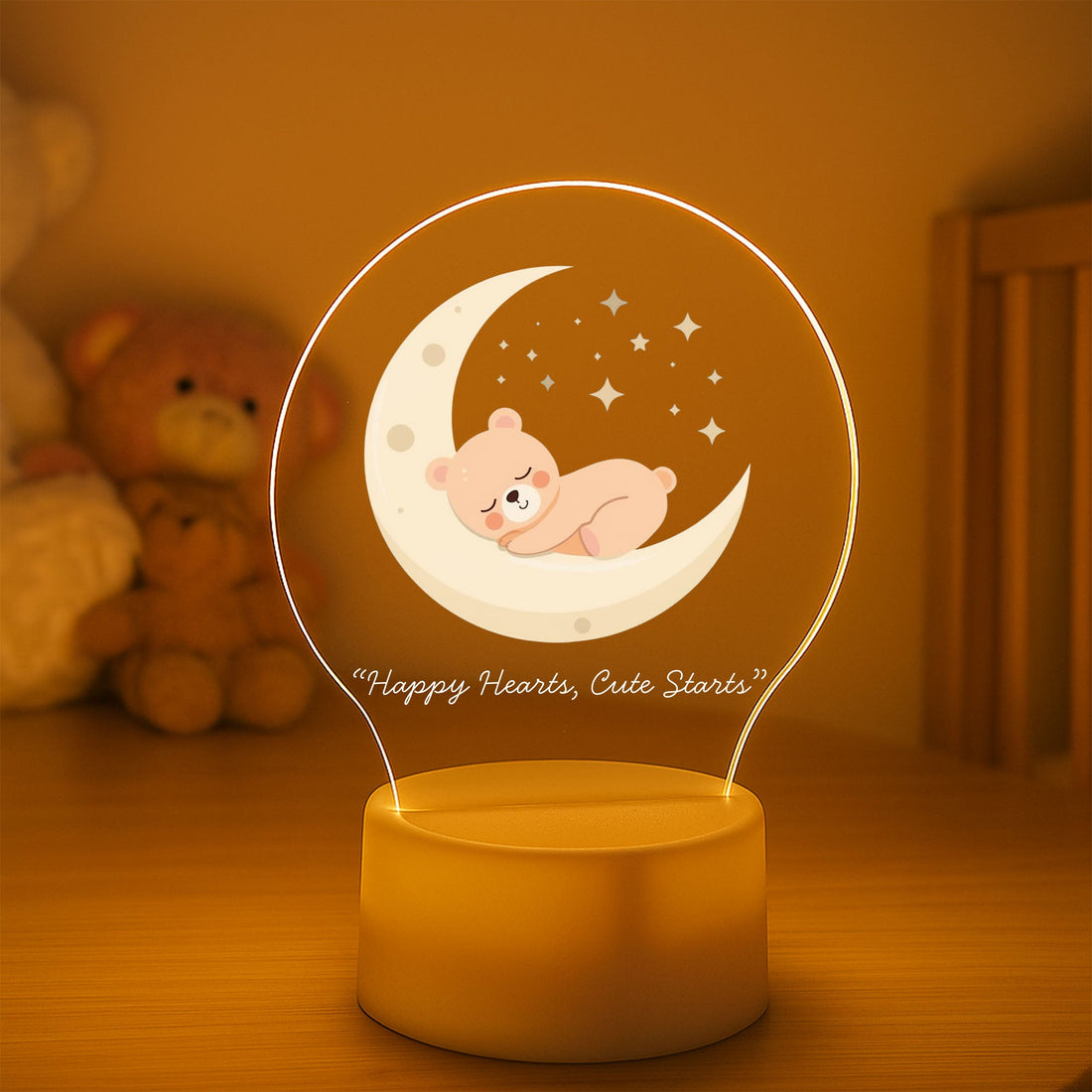 Personalized Moon Star Teddy Bear Night Light, Custom Acrylic LED Night Light, Home Decor, Baby Shower Gift, Christmas Gifts for Boys Girls