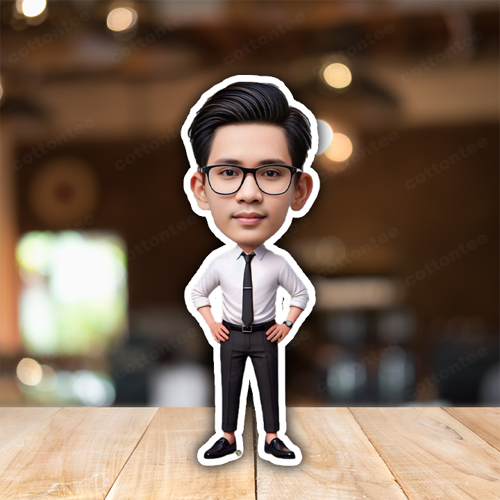 Office Boy Caricature Photo Frame Unique Design Customized Gift for Boys