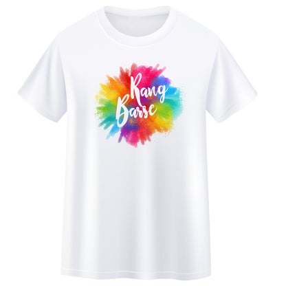 Assorted Holi Desgion for Men/Women and Kids White T-Shirt Half Sleeve Polyster