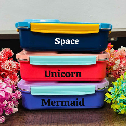3 Grid Personalized Leak Proof  Steel Lunch Box 750 ML