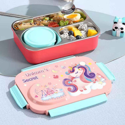 3 Grid Personalized Leak Proof  Steel Lunch Box 750 ML