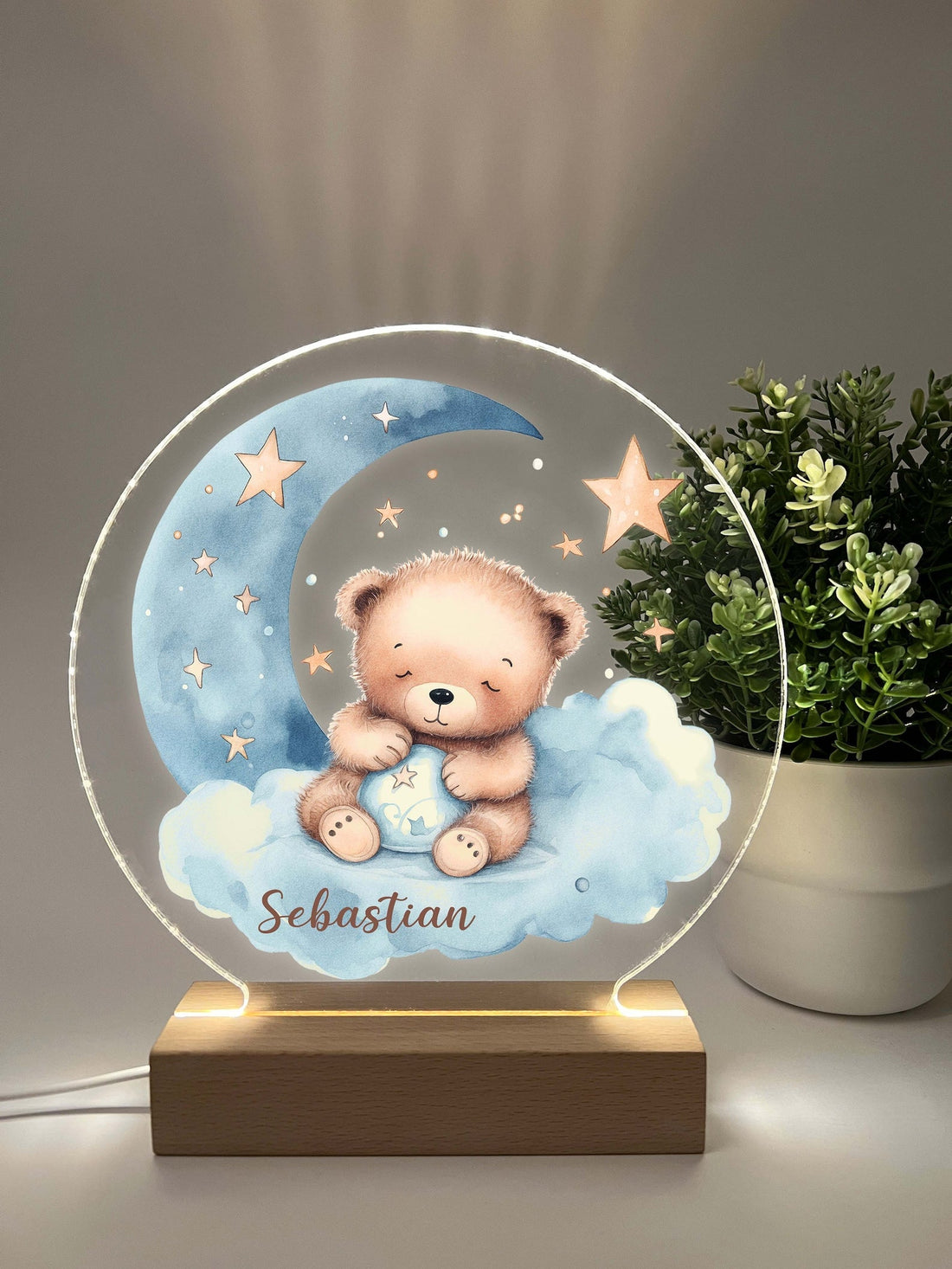 Teddy Bear Night Light, Night Light For Kids Room, Nursery Night Light, Personalized Night Light, Boys Night Light, Gift For Kids, Baby Gift