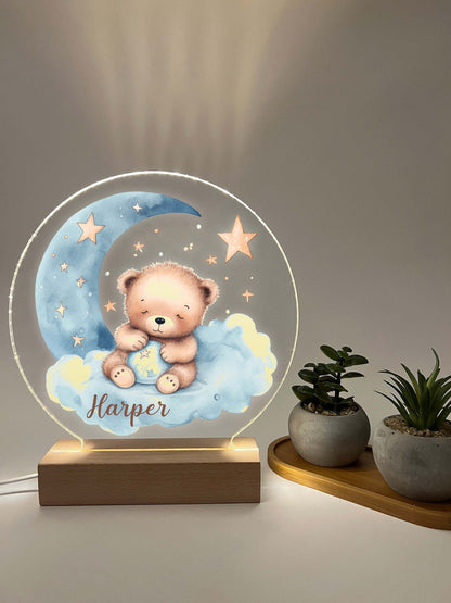 Teddy Bear Night Light, Night Light For Kids Room, Nursery Night Light, Personalized Night Light, Boys Night Light, Gift For Kids, Baby Gift