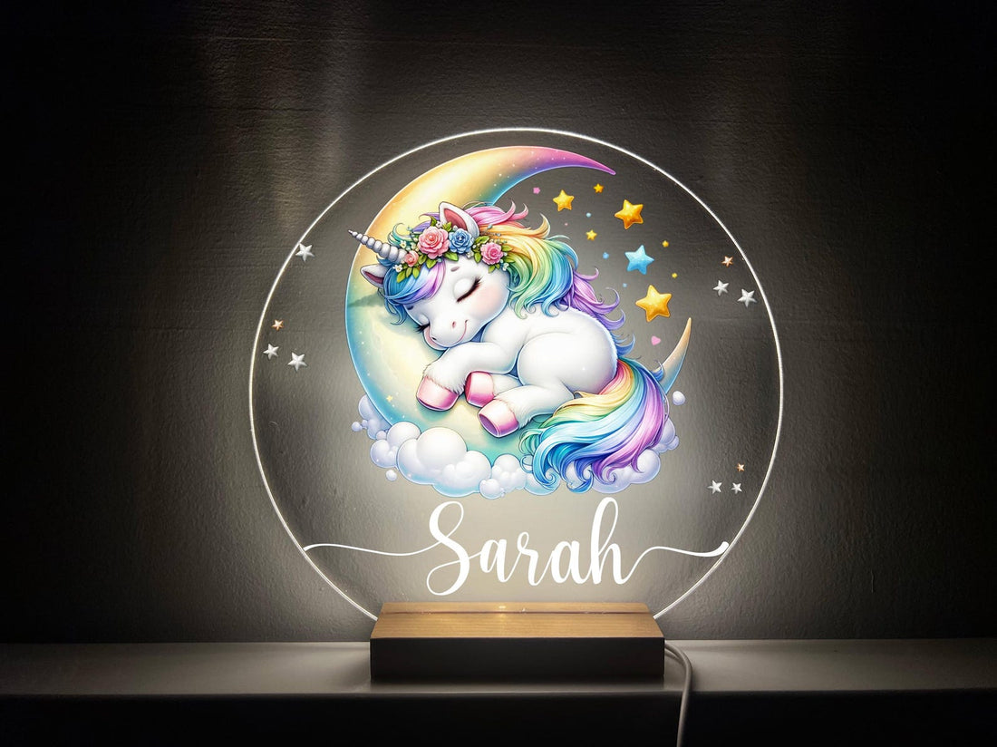 Personalized Sleepy Unicorn Night Light: Custom Nursery Decor