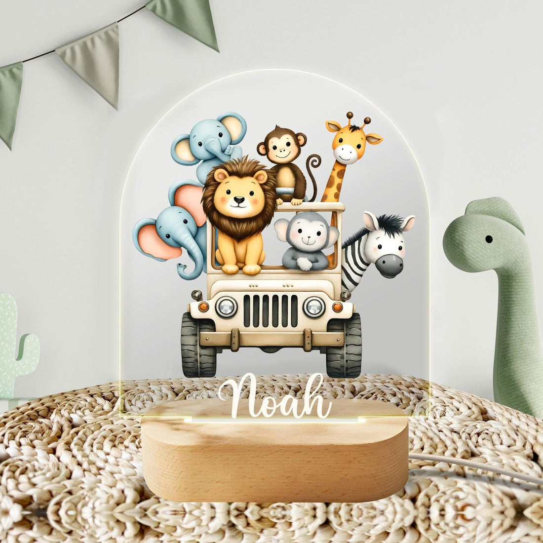 Personalized Safari Night Light - Custom LED Lamp for Kids, Perfect Gift for Animal Lovers, Unique Room Decor, Nightlight for Boys and Girls