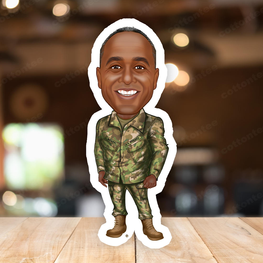 Army Character Caricature Photo Frame Unique Design Customized Gift