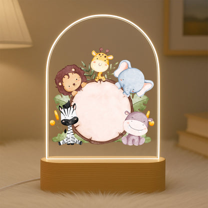 Custom LED Animal Night Light – Safari Theme Baby Lamp with Name | Newborn Gift, Toddler Room Decor