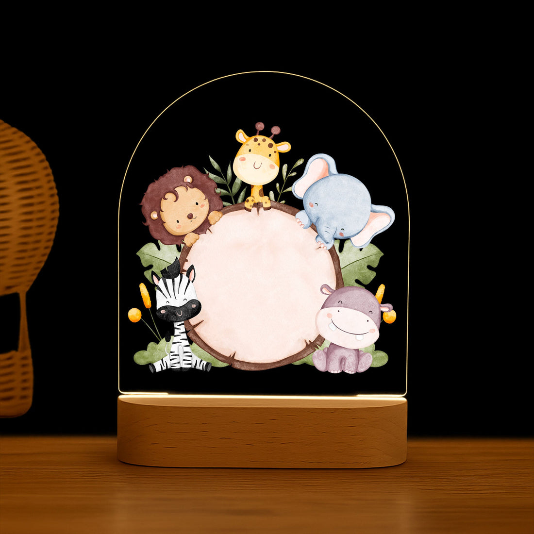 Custom LED Animal Night Light – Safari Theme Baby Lamp with Name | Newborn Gift, Toddler Room Decor