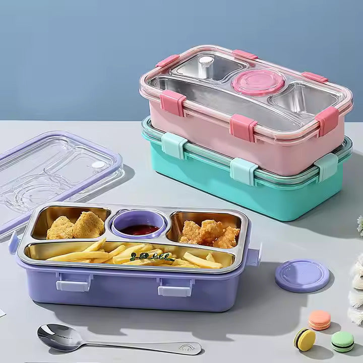 Personalized 4 Compartment Airtight Tiffin Box With Bowl