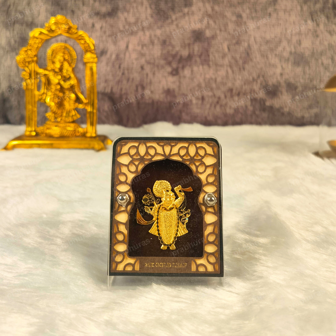 Shreenath Ji  Leaf 24KT Gold Coated Table Top