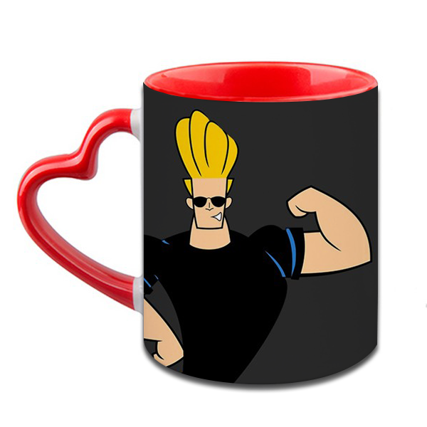 Johny Bravo Heart Handle Ceramic  Red Mug / 350 Ml