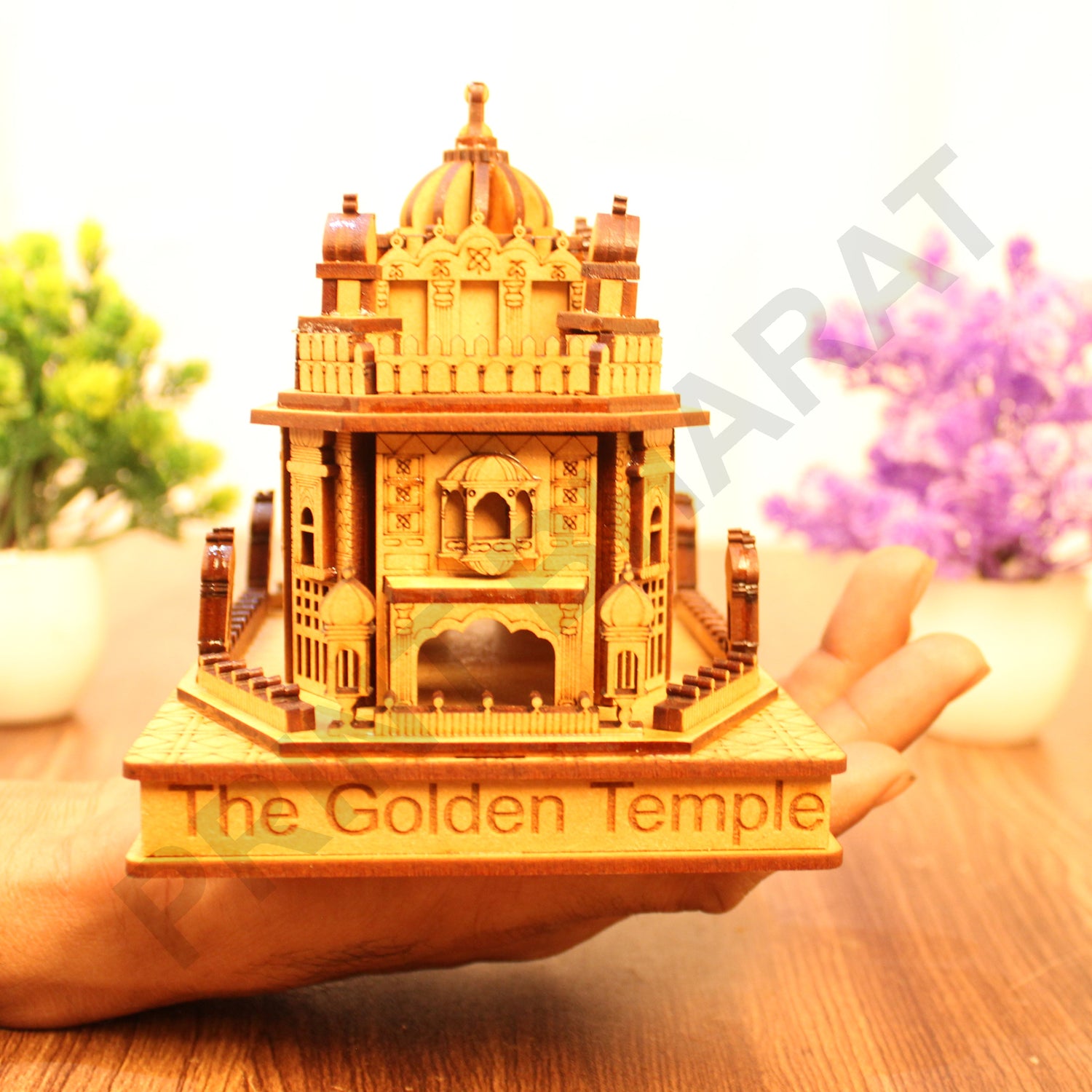 Miniature Temple Handmade, Golden Tample -3D Replica, Religious Gifts, Indian Pooja Decor, Home Decor Length: 16 cm,Widht: 10.5 cm,Height: 12 cm