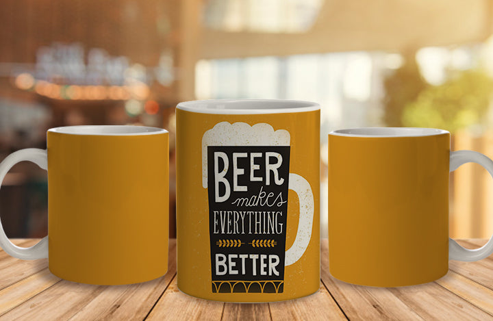 Beer Makes Everything Ceramic Mug, 350 Ml