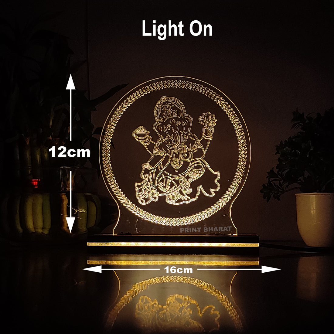 Acrylic Ganesh Ji Led frame size ( 16 cm* 12 Cm )