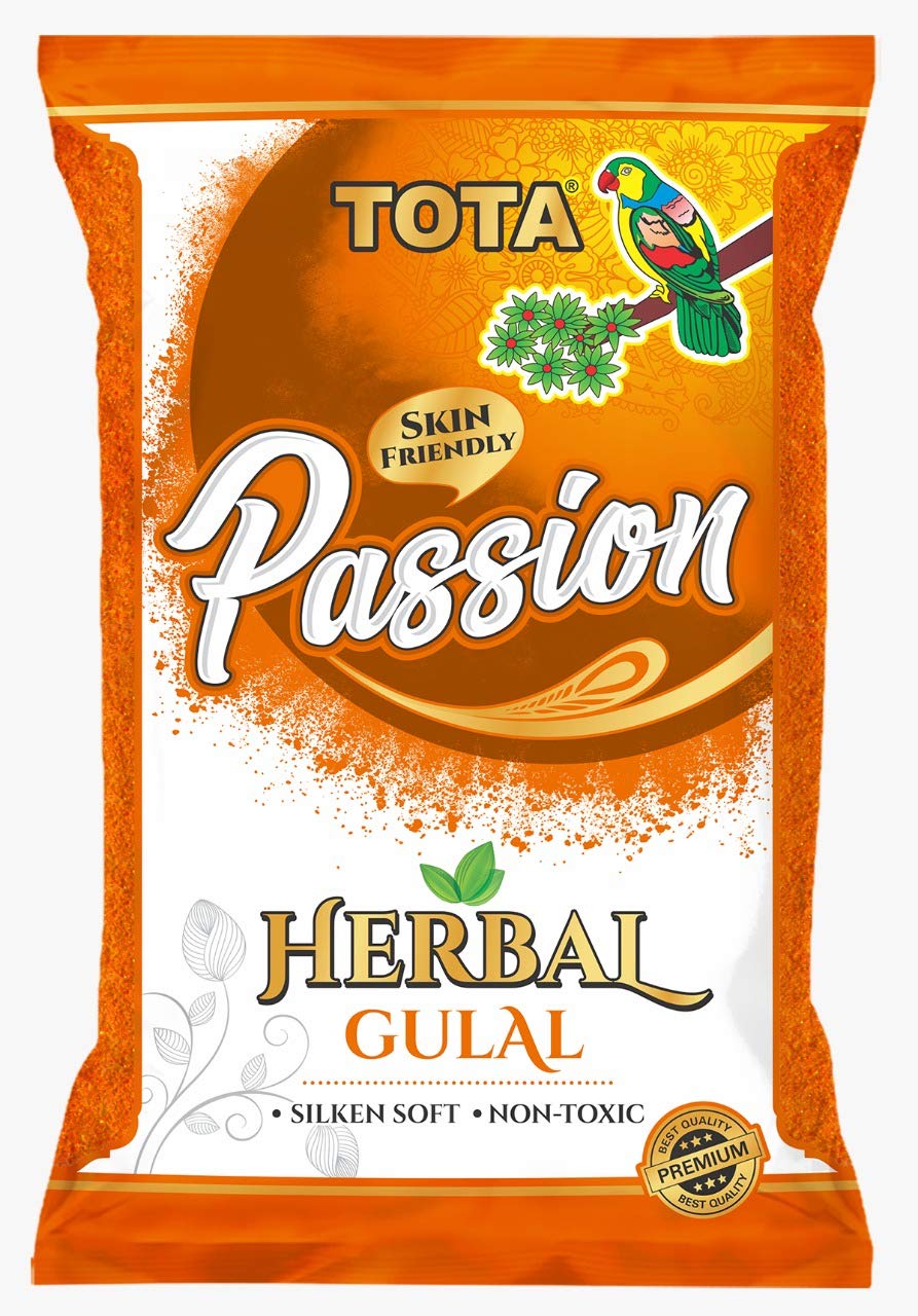 TOTA Passion Neon Glow Natural Holi Colours Powder - Pack of 5 Herbal Gulal (80 Gram Each)-Red, Blue, Yellow, Green and Orange