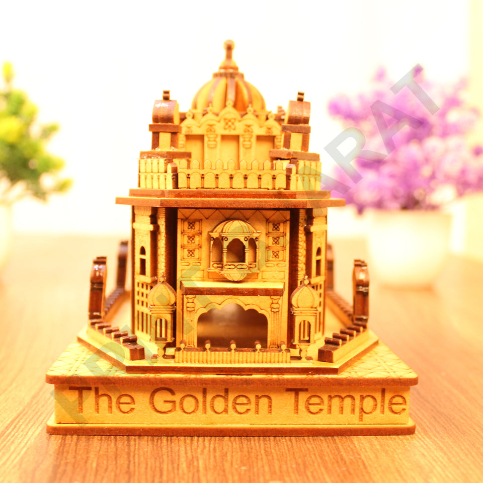 Miniature Temple Handmade, Golden Tample -3D Replica, Religious Gifts, Indian Pooja Decor, Home Decor Length: 16 cm,Widht: 10.5 cm,Height: 12 cm