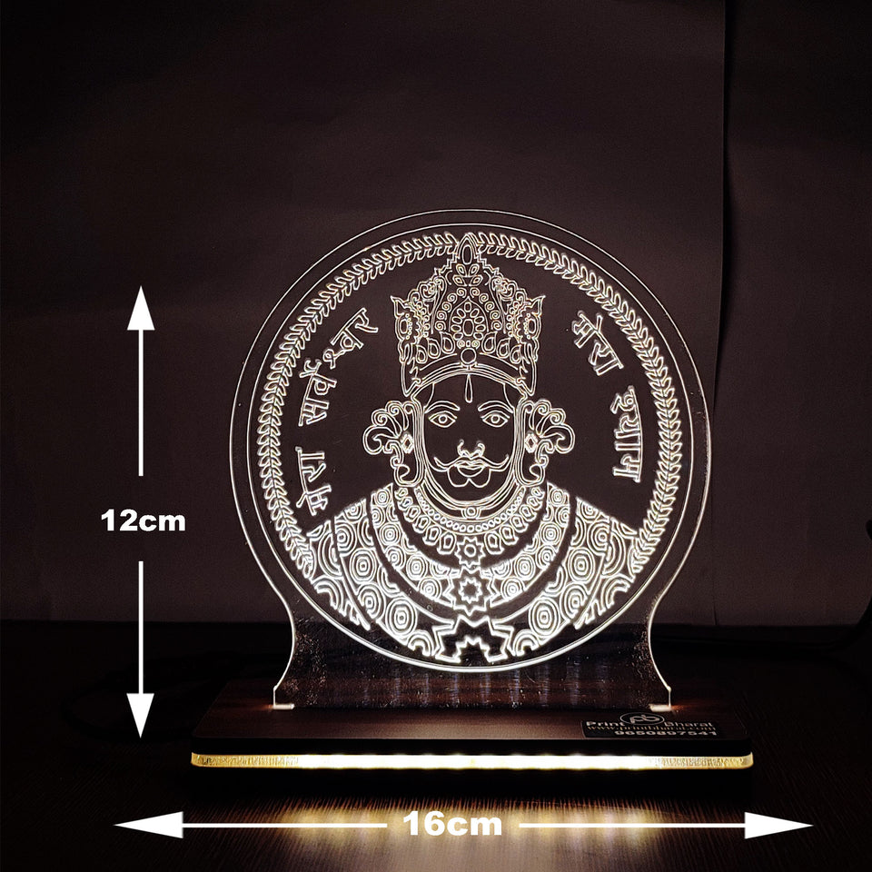 Acrylic Khatu Shyam ji (Shyam ji Face 2)Led frame size ( 12 cm* 16 Cm )