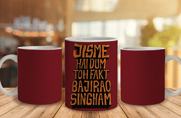 Jisme Hai Dam Fakt Bajirao Singham Ceramic Mug, 350 Ml