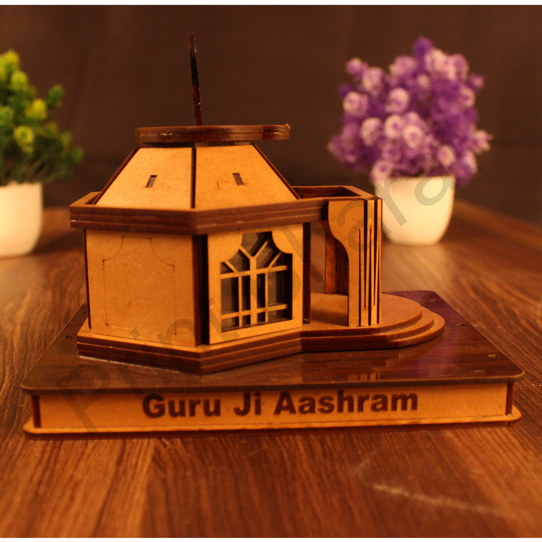 Miniature Temple Handmade,Guru Ji Ashram Temple -3D Replica, Religious Gifts, Indian Pooja Decor, Home Decor Length: 16 cm,Widht: 11.5cm,Height: 16 cm