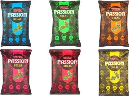 TOTA Passion Neon Glow Natural Holi Colours Powder - Pack of 5 Herbal Gulal (80 Gram Each)-Red, Blue, Yellow, Green and Orange