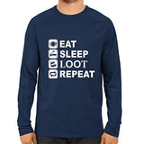 Unisex Eat Sleep   Full Sleeve 100 % Cotton Blue Tshirts
