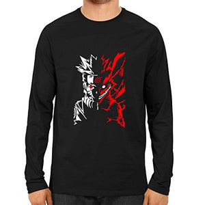 Unisex Naruto NineTail Full Sleeve Black Cotton Tshirts